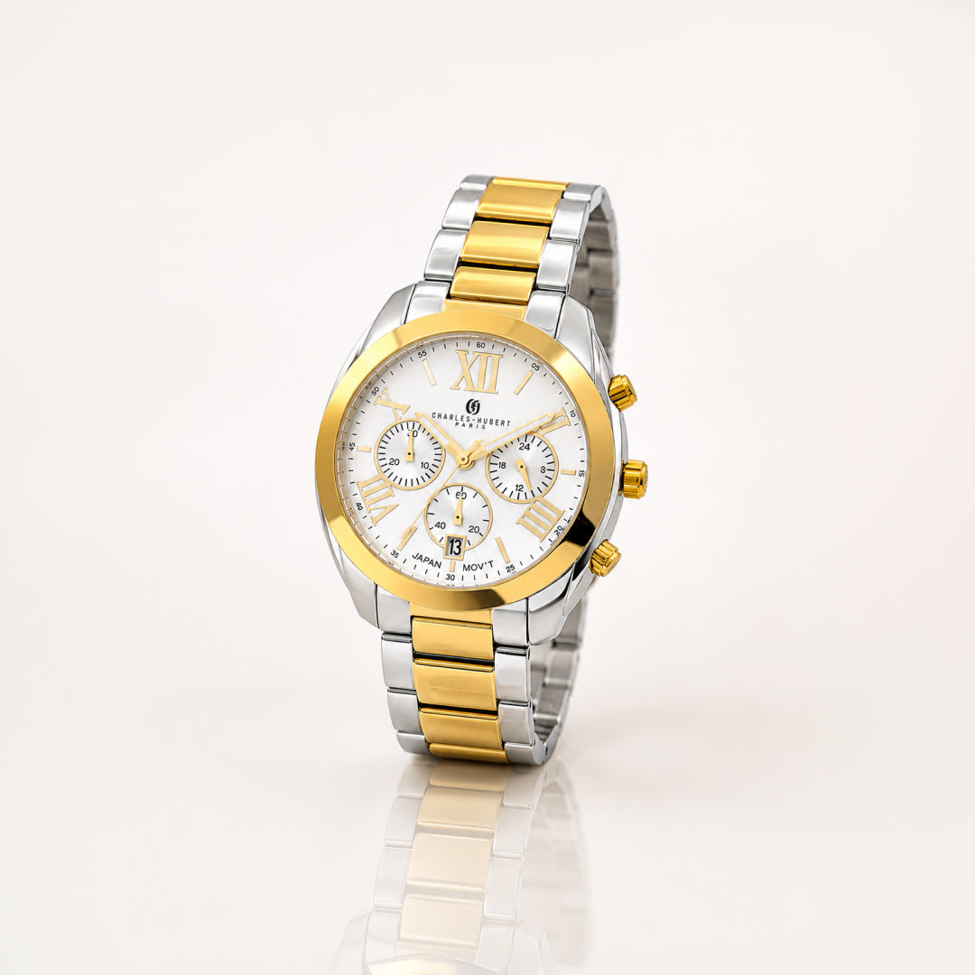Charles-Hubert Two-Tone Stainless Steel Chronograph Quartz Watch 4034-W