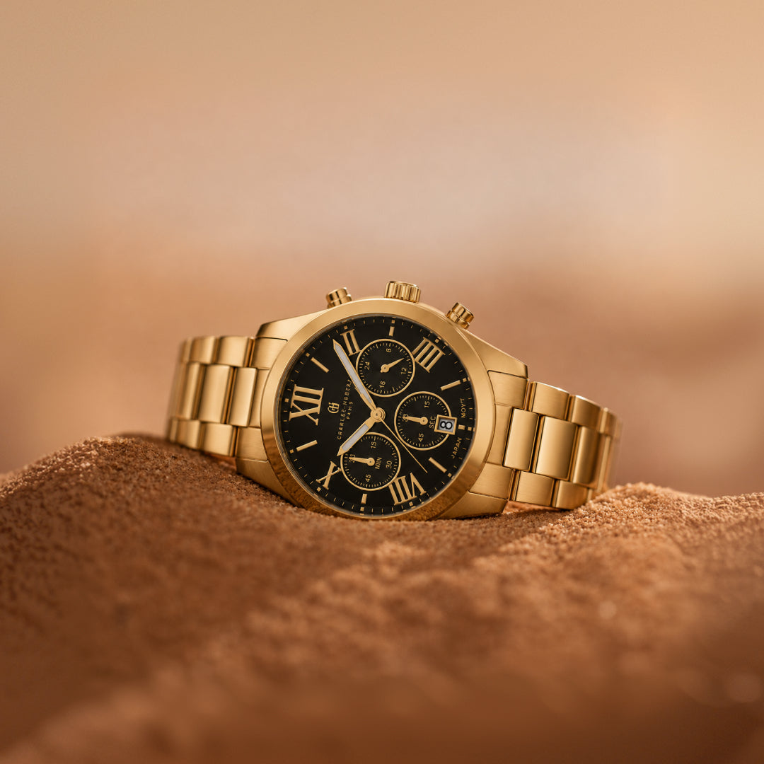 Charles Hubert Gold-Plated Stainless Steel Chronograph Quartz Watch