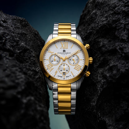 Charles-Hubert Two-Tone Stainless Steel Chronograph Quartz Watch 4034-W