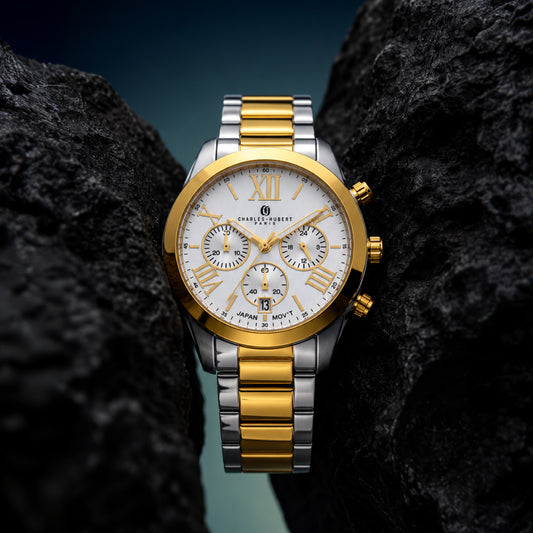 Charles-Hubert Two-Tone Stainless Steel Chronograph Quartz Watch 4034-W