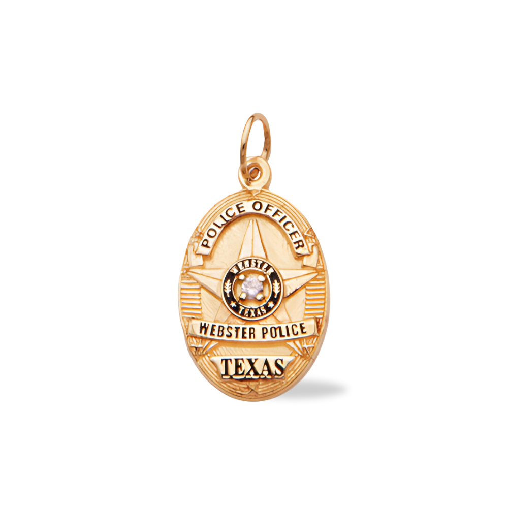 Webster Police Department Small Badge Pendant - Gold