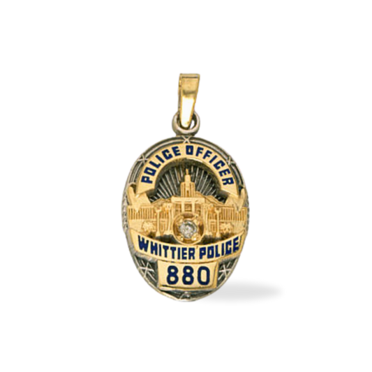 Whittier Police Department Medium Badge Pendant - Gold & Two Tone