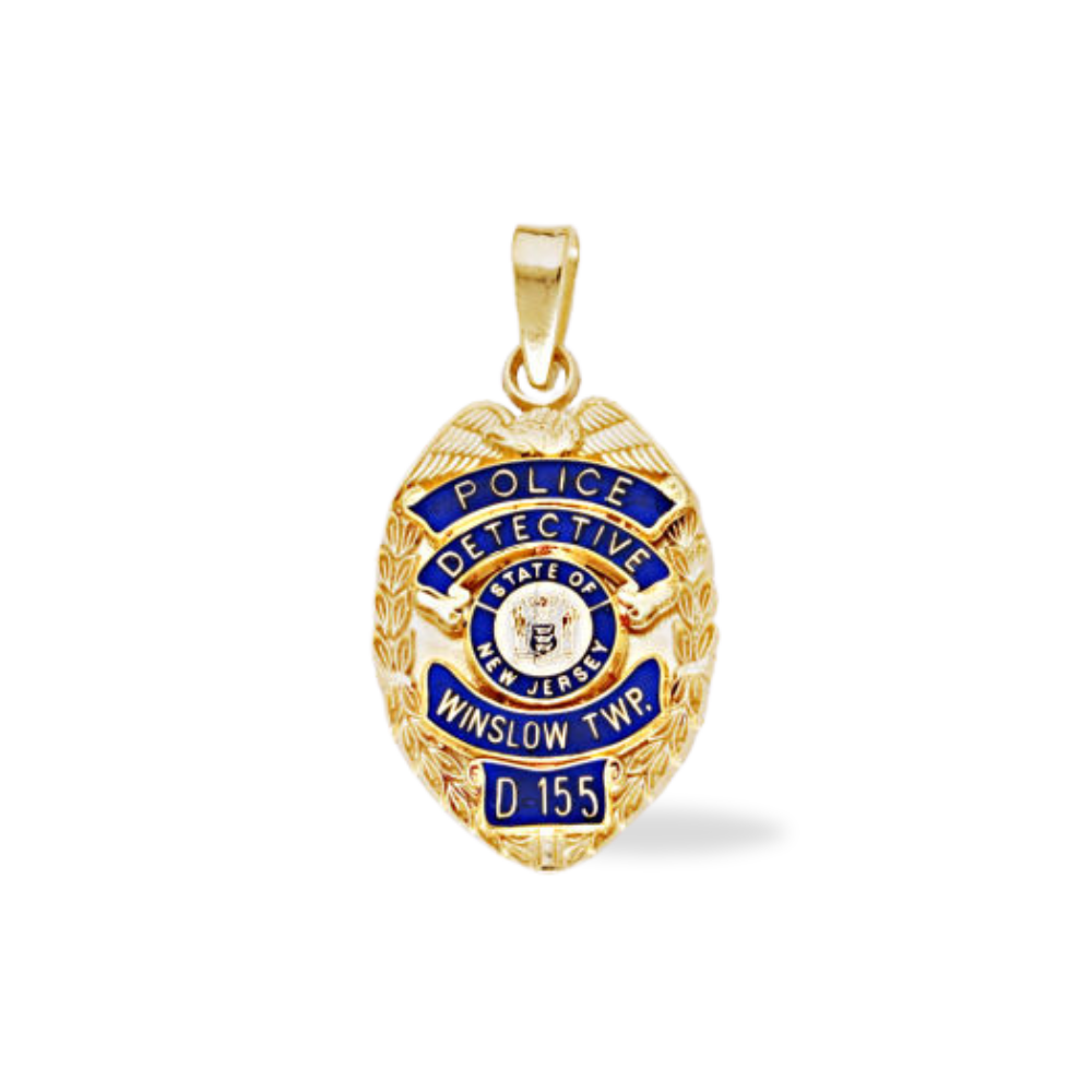 Winslow Township Police Dept Med Badge Pendant - Gold & Two Tone