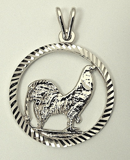 Rooster Pendant - Sterling Silver & Yellow or White Gold