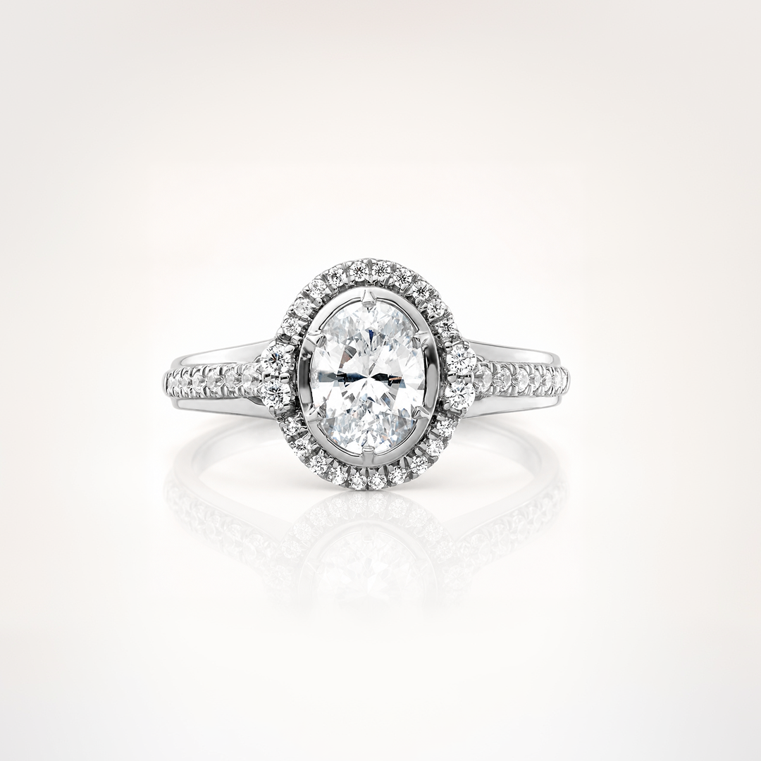 True Origin Lab Grown Diamond VS+ F+ Semi-Mount Oval Halo Engagement Ring