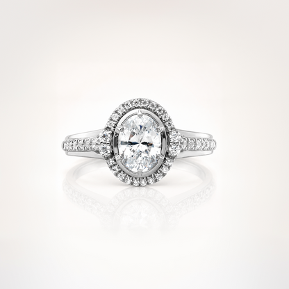 True Origin Lab Grown Diamond VS+ F+ Semi-Mount Oval Halo Engagement Ring
