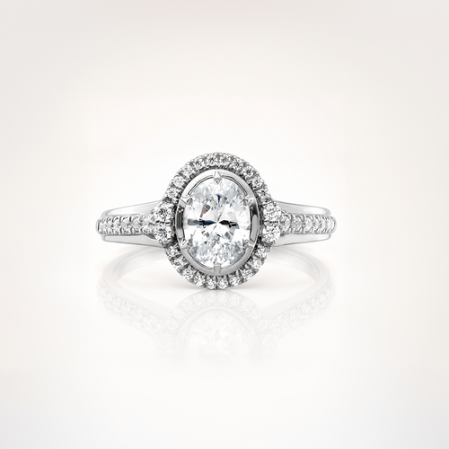 True Origin Lab Grown Diamond VS+ F+ Semi-Mount Oval Halo Engagement Ring