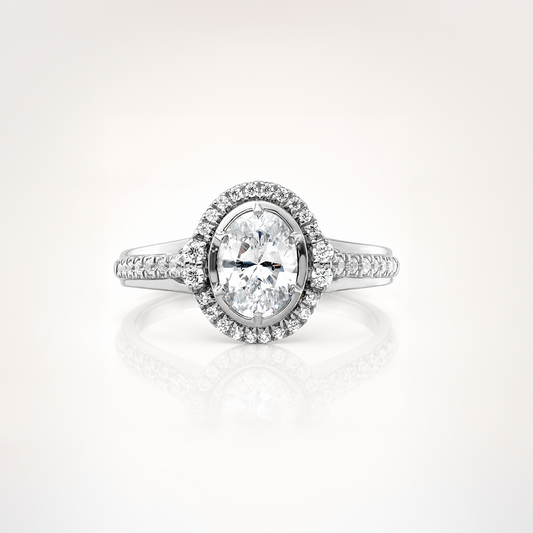 True Origin Lab Grown Diamond VS+ F+ Semi-Mount Oval Halo Engagement Ring