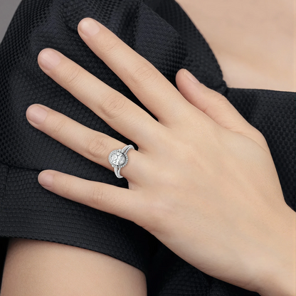 True Origin Lab Grown Diamond VS+ F+ Semi-Mount Oval Halo Engagement Ring
