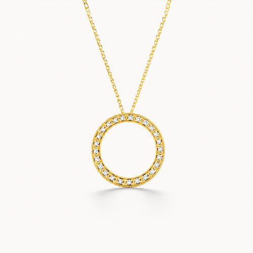 Circle Pendant - Diamond & Yellow Gold