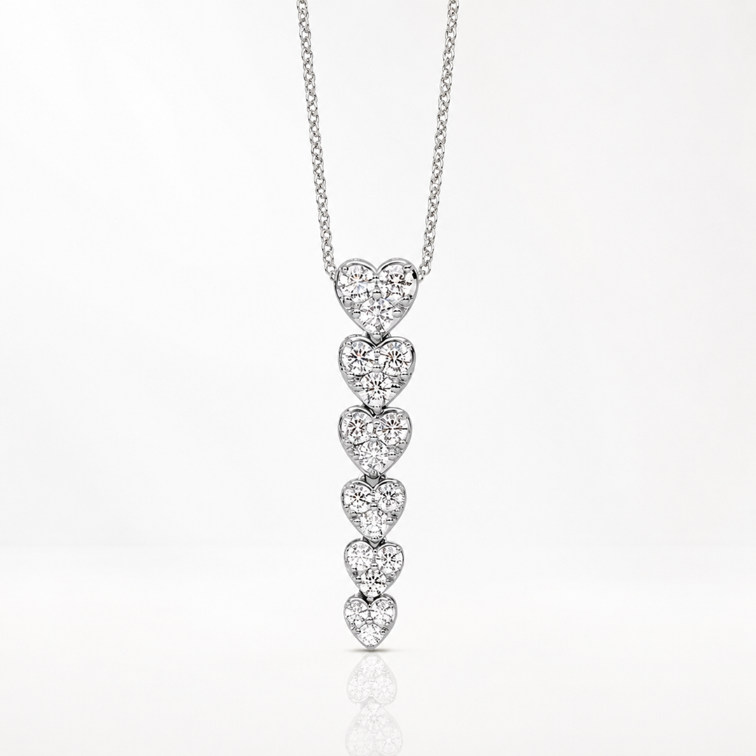 True Origin Lab Grown Diamond VS+ F+ Complete 18 in Hearts Pendant Necklace