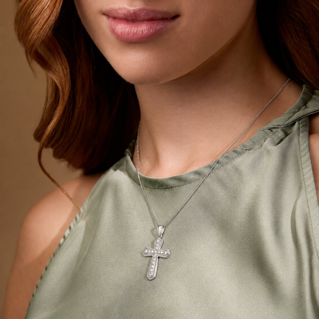 True Origin Lab Grown Diamond VS+ F+ Complete Cross Pendant