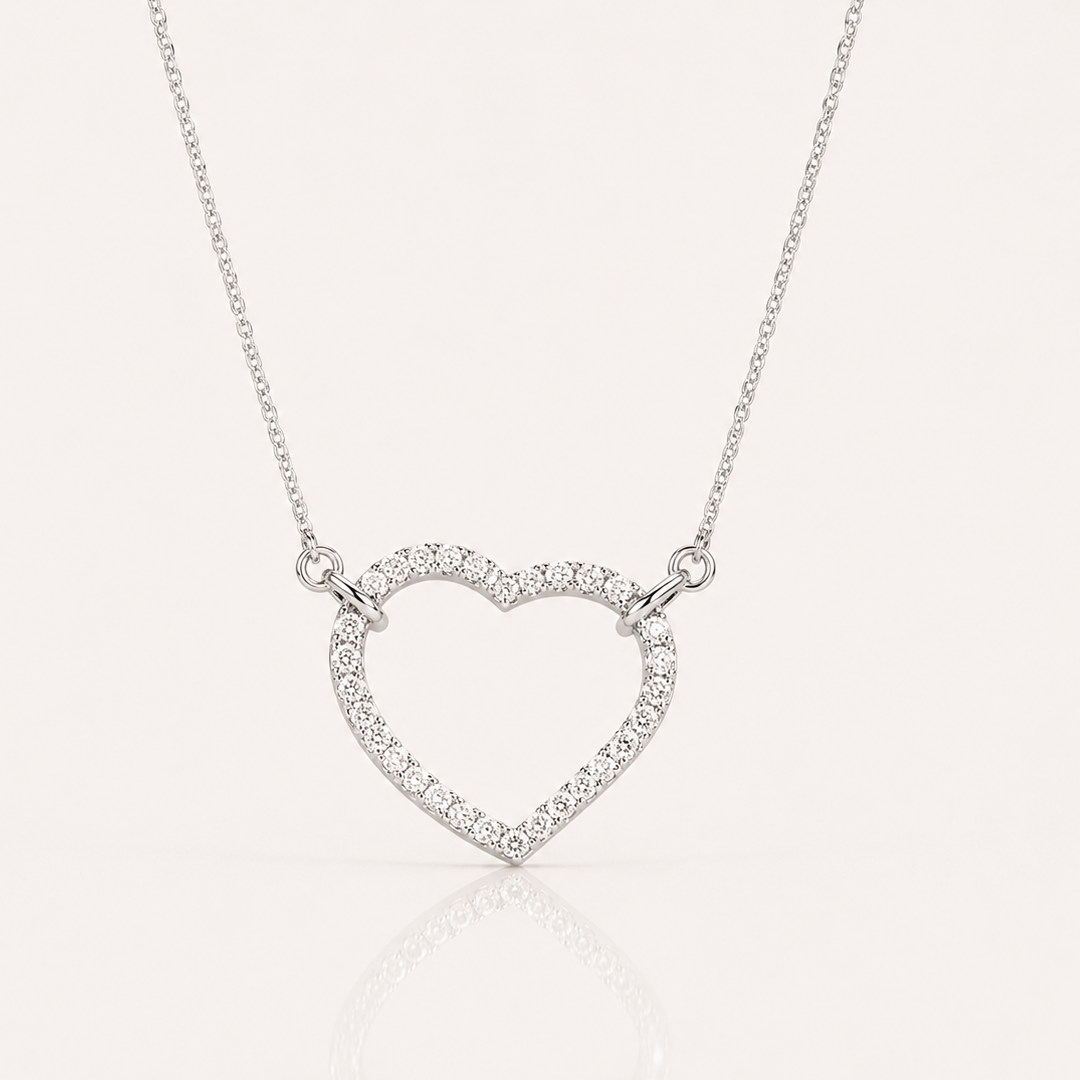 True Origin Lab Grown Diamond VS+ F+ Complete 18in Open Heart Necklace