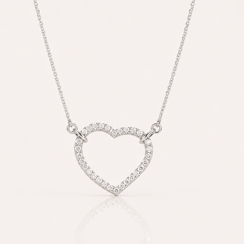 True Origin Lab Grown Diamond VS+ F+ Complete 18in Open Heart Necklace