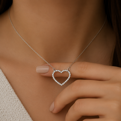 True Origin Lab Grown Diamond VS+ F+ Complete 18in Open Heart Necklace
