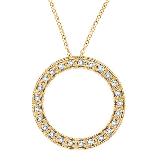 Circle Pendant - Diamond & Yellow Gold