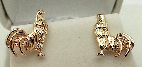 Rooster Stud Earrings - Gold