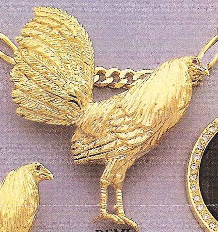 Rooster 2"  Fully Detailed Pendant - Gold
