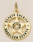 Haralson County Sheriff Department Small Badge Pendant - Gold