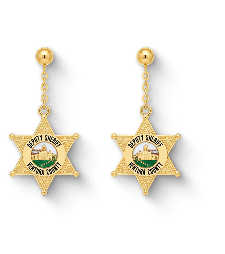Ventura County Sheriff Department Badge Dangle Earrings